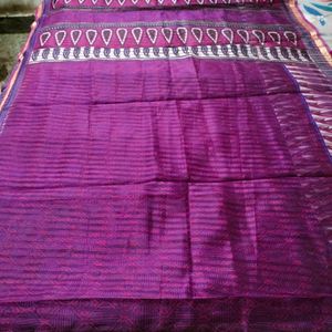 Purple Silk Saree With 36 Blouse.