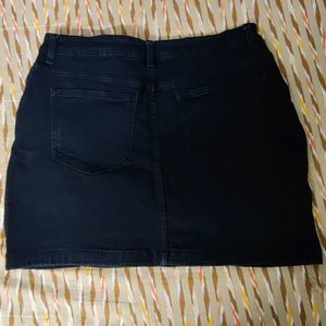 Black Denim Mini Skirt