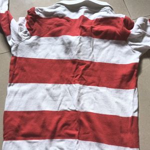 Pantaloons Red And White Boy's Full Sleeve Tshirt