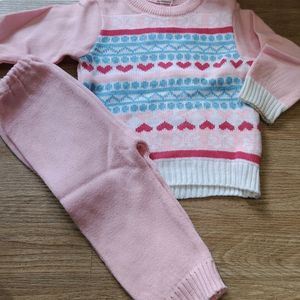 Beautiful Pink Woolen Set For 9-12 Months