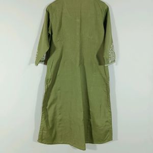 Olive Green Embroidered Kurta (Women)