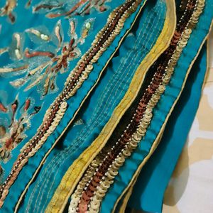 Heavy Work Saree With Stitched Blouse