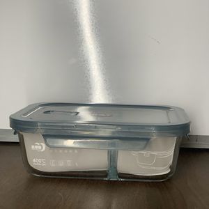 2 Compartment Lunch Box Glass With Lid Plastic