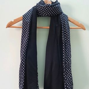 Half Black Plain & Half Polka Dot Stole ⚫⚪⚫