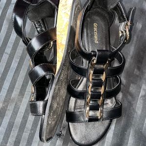 New Branded Leather Sandal With Golden Base