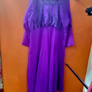 Long Purple Gown Black Colour Kardana Work