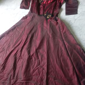 Maroon Gown With Handwork