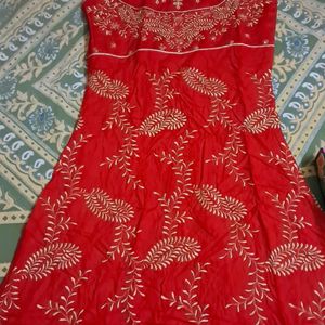 Beautiful FULL Embroidery RED KURTA NOT Used