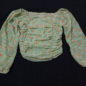 Soft Crepe Peach Flower Top