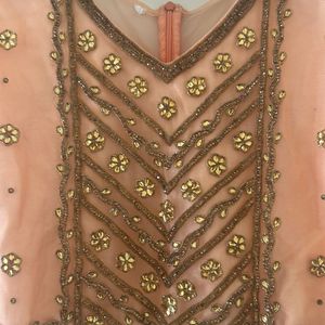 Amazing Peach Party Wear Shrug/kurti With Back Zip