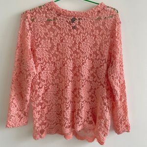 Light Pink Stretchable Lace Top