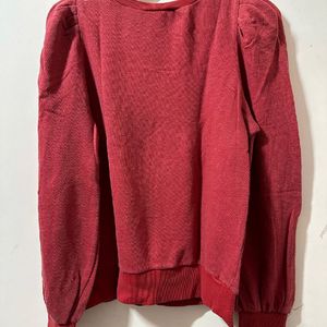 Rust Sweatshirt With Puffed Sleeves