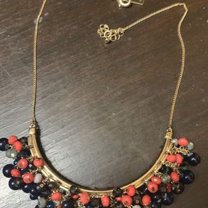 Beautiful Choker With Blue And Coral Beads