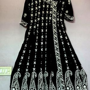 Black Georgette Chikankari Anarkali Kurta