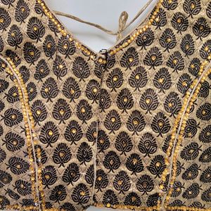 Women Black Golden Festive Blouse