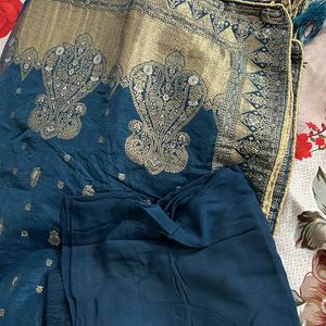 Blue Banarasi Seroski Work Suit