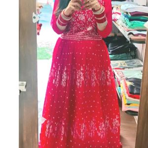 Trending Bridal/ Girlish Partywear Gown With Dupat