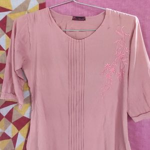 Peach Color Embroidered Top
