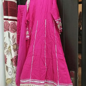 Rose Color Anarkali Set