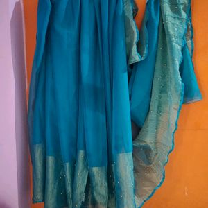 Chiffon Brasso Saree With Stitched Blouse