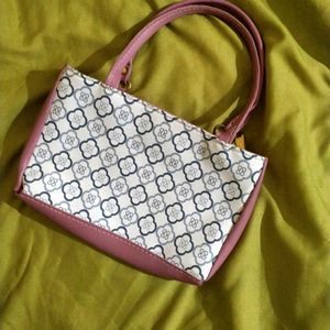 Pink And White Handbag