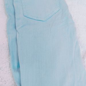 Women Sky-blue Mid waist Skinny Fit Jean