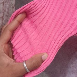 Ribbed Pink Top For Women