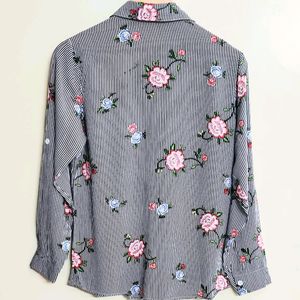 Grey Floral Shirt Size-34