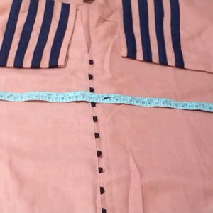 Kurti korean button check designtrend pink1pic 4XL