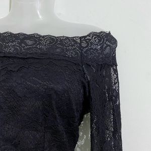 Black Lace Off Shoulder Top