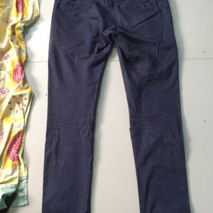 2 pants, one dark blue cotton and one black pant - 30 size