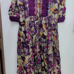 Rich Purple Floral Printed Sharara Suit