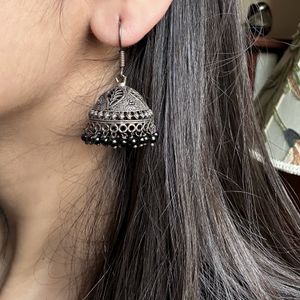 Silver Oxidised Jhumka