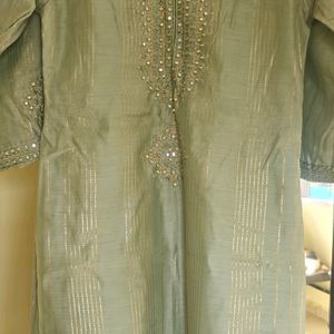 Teal Green Embroidery Kurta Dupatta Set