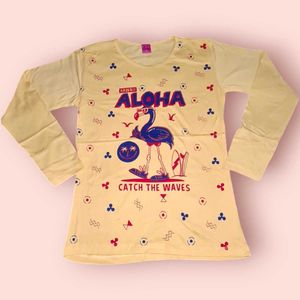 💃Girl's Full Sleeve T-shirt 30 Inch Light Yellow