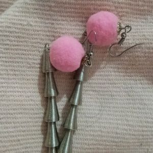 Long Pink Hanging Earring