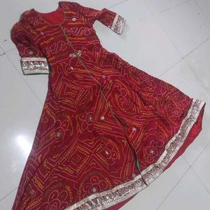 Bandej Red Anarkali Style Kurti