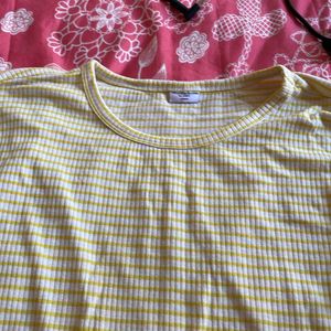 Selling White Yellow Striped Tshirt