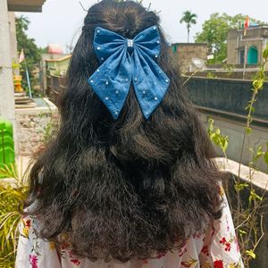 Denim Scrunchie+Bow Combo