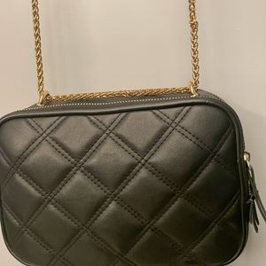 Two Way Black Sling Bag With Gold Details