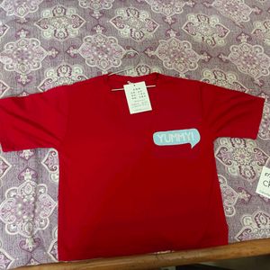 Red Beautiful Print Back  Tshirt