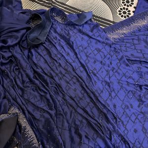 Navy Blue Heavy Saree With Blouse