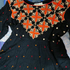 DA Kurti New Black And Orange Embroidery 😍