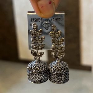 Oxidised Dome Shape Jhumkas