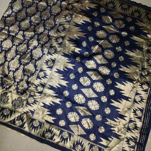 Navy Blue Banarasi Saree