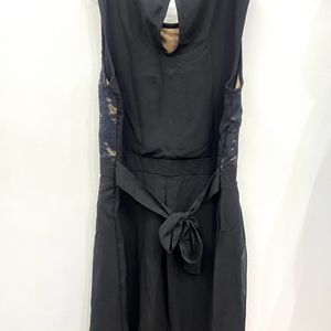 Black & Beige Midi Dress