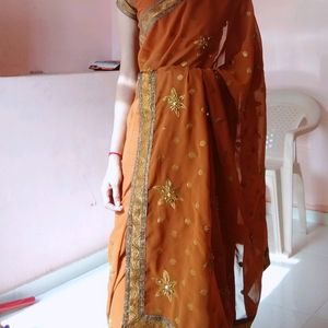 Unused Heavy Embroidery Work Saree