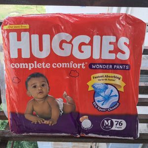 Huggies Baby Diapers M Size, 76 Count