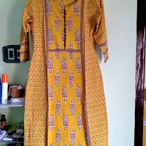 Brand Soch Mustard Colour Kurti With 3/4 Sleeves