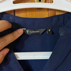 Navy Blue Van Heusen Shirt With Gold Chain Detail